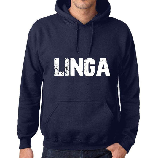 Unisex Printed Graphic Cotton Hoodie Popular Words Linga French Navy - French Navy / Xs / Cotton - Hoodies