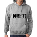 Unisex Printed Graphic Cotton Hoodie Popular Words MUFTI Grey Marl