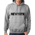 Unisex Printed Graphic Cotton Hoodie Popular Words NEWYORK Grey Marl
