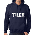 Unisex Printed Graphic Cotton Hoodie Popular Words TILER French Navy