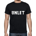 unlet Men's Short Sleeve Round Neck T-shirt , 5 letters Black , word 00006