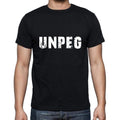 unpeg Men's Short Sleeve Round Neck T-shirt , 5 letters Black , word 00006