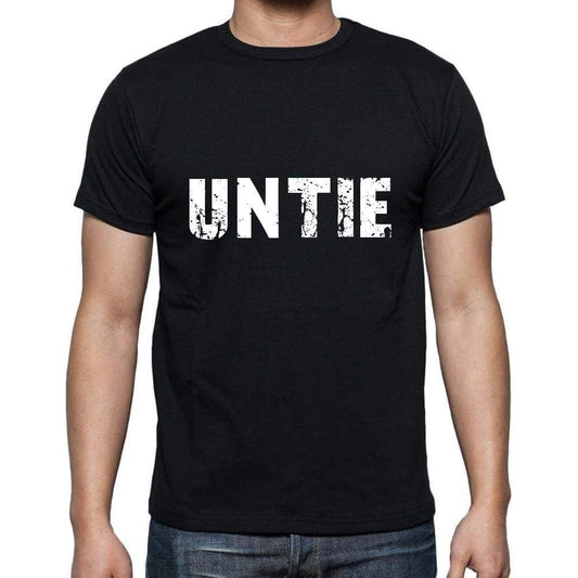 untie Men's Short Sleeve Round Neck T-shirt , 5 letters Black , word 00006 - Ultrabasic