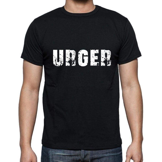 Urger Mens Short Sleeve Round Neck T-Shirt 5 Letters Black Word 00006 - Casual