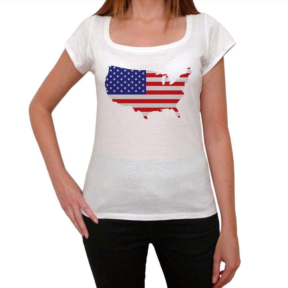 Usa Flag Womens Short Sleeve Round Neck T-Shirt 00111