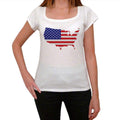 USA flag Women's Short Sleeve Round Neck T-shirt 00111