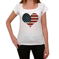 USA heart Women's Short Sleeve Round Neck T-shirt 00111