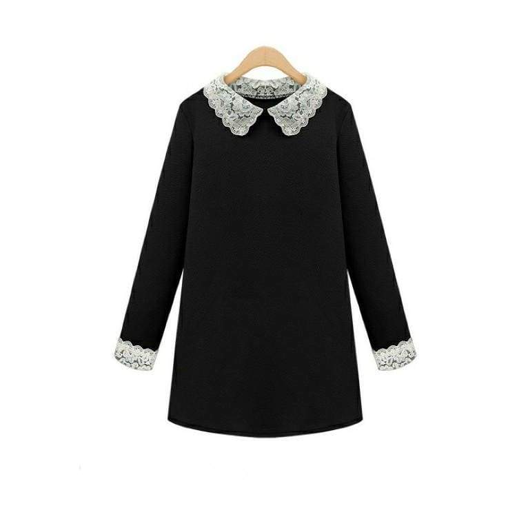Usa Size Europe And The United States Large Size Womens Doll Collar Loose Long-Sleeved Dress - M