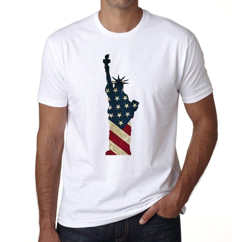 Usa Statue Of Liberty Mens Short Sleeve Round Neck T-Shirt