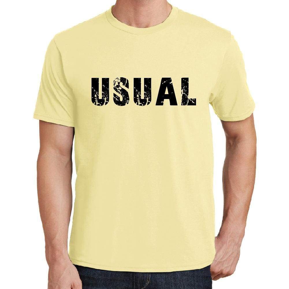 Usual Mens Short Sleeve Round Neck T-Shirt 00043 - Yellow / S - Casual
