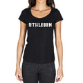 uthleben, German Cities Black, Women's Short Sleeve Round Neck T-shirt 00002