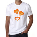 Valentine Orange Hearts Herren-T-Shirt, Weiß, 100 % Baumwolle 00156