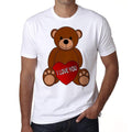 T-shirt homme Teddy Bear Saint Valentin, Blanc , 100% Coton 00156
