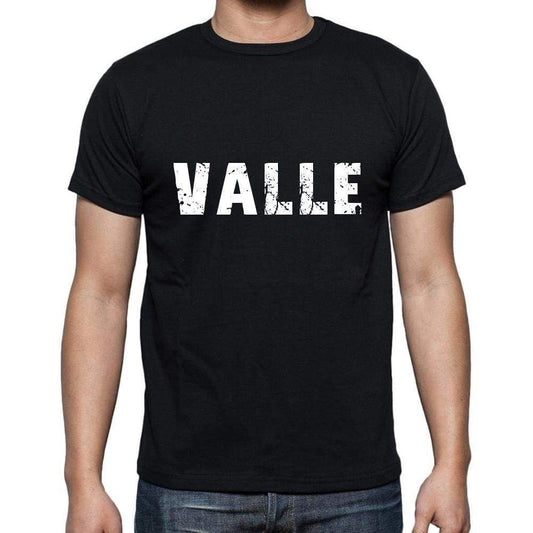 valle Men's Short Sleeve Round Neck T-shirt , 5 letters Black , word 00006 - Ultrabasic