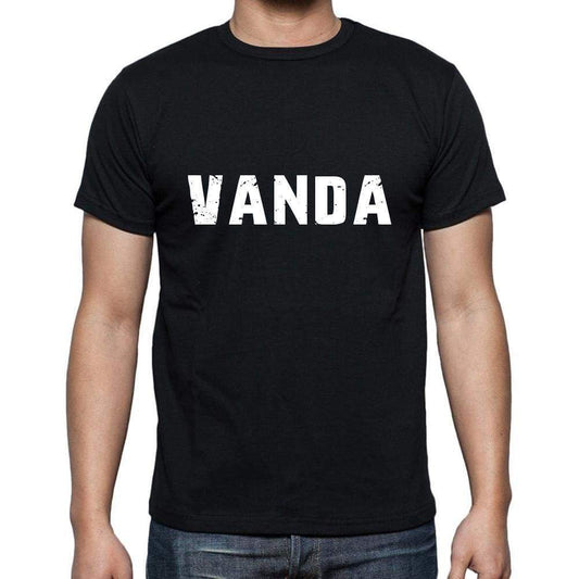 Vanda Mens Short Sleeve Round Neck T-Shirt 5 Letters Black Word 00006 - Casual