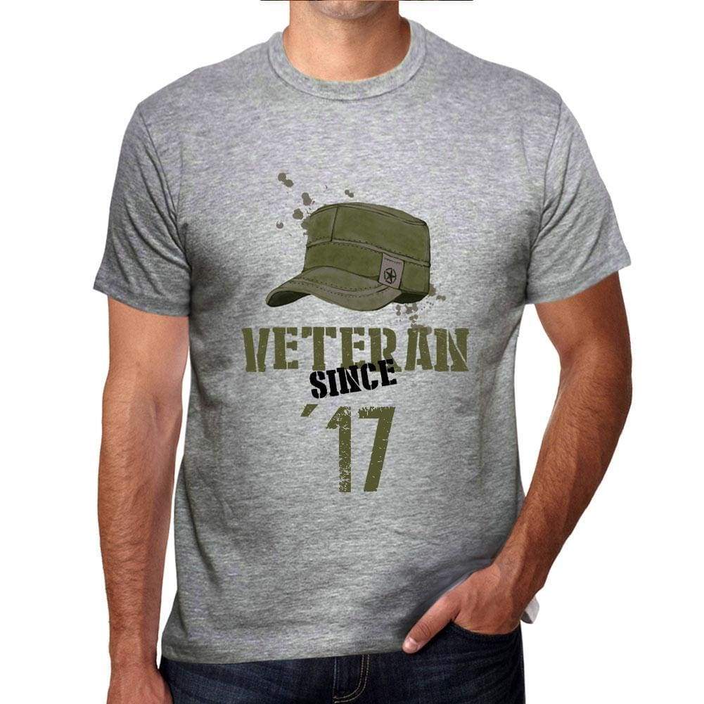Veteran Since 17 Mens T-Shirt Grey Birthday Gift 00435 - Grey / S - Casual
