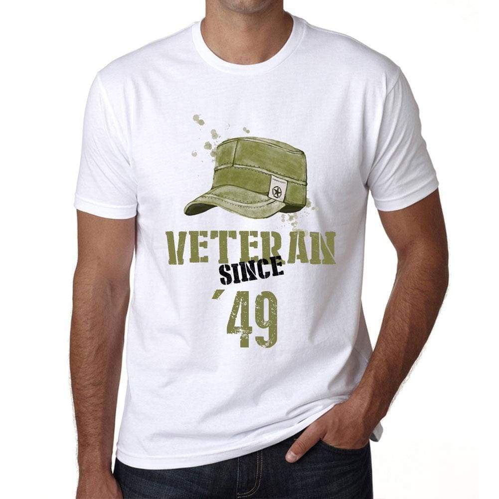Veteran Since 49 Mens T-Shirt White Birthday Gift 00436 - White / Xs - Casual