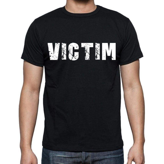 Victim White Letters Mens Short Sleeve Round Neck T-Shirt 00007