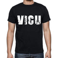vicu Men's Short Sleeve Round Neck T-shirt , 4 letters Black