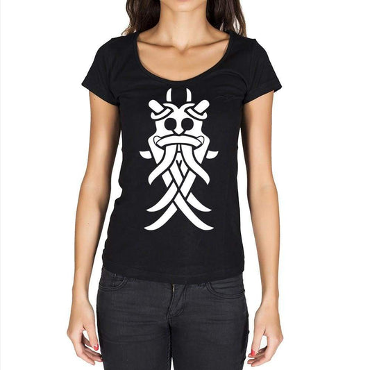 Viking Mask Tribal Tattoo Black Gift Tshirt Black Womens T-Shirt 00165