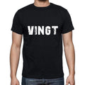 vingt Men's Short Sleeve Round Neck T-shirt , 5 letters Black , word 00006