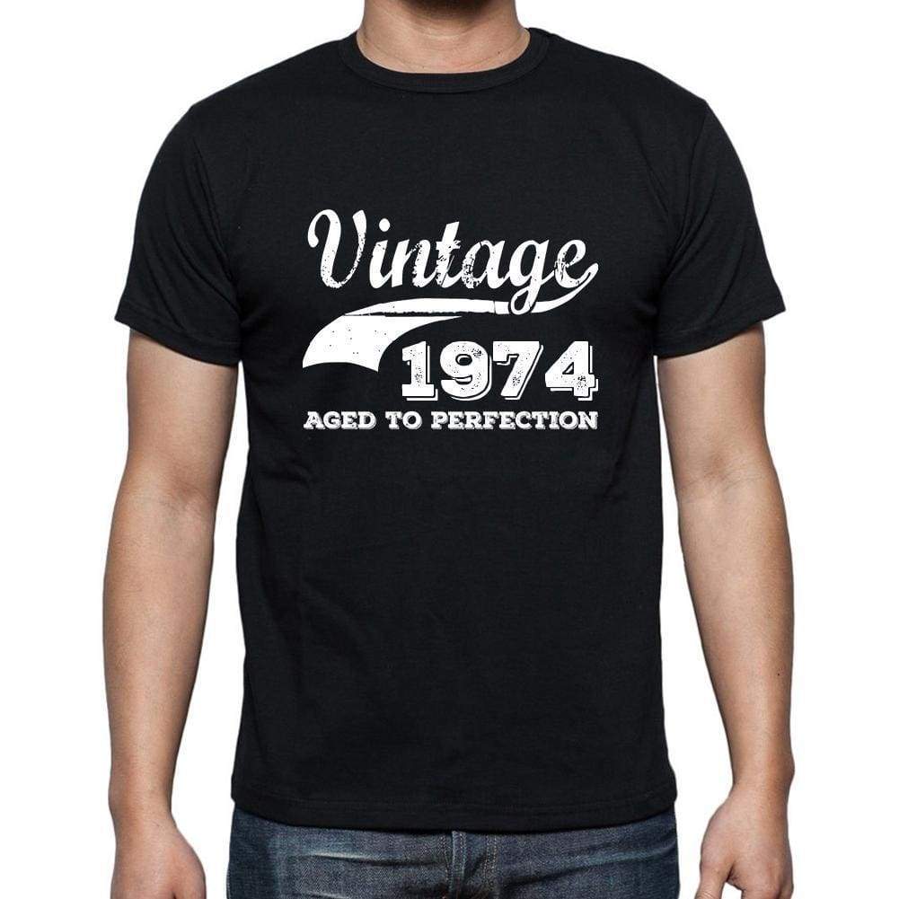 Vintage 1974 Aged To Perfection Mens Retro T Shirt Black Birthday Gift 00100 - Black / Xs - Casual