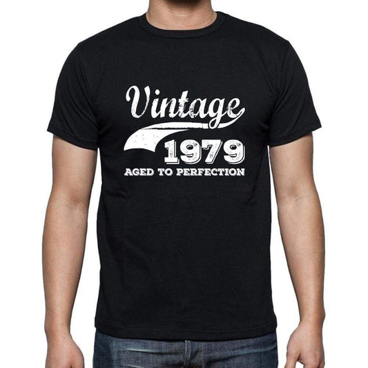 Vintage 1979 aged to perfection, Black Men's Short Sleeve Round Neck T-shirt 00100 - Ultrabasic