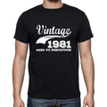 Vintage 1981 aged to perfection, Black Men's Short Sleeve Round Neck T-shirt 00100