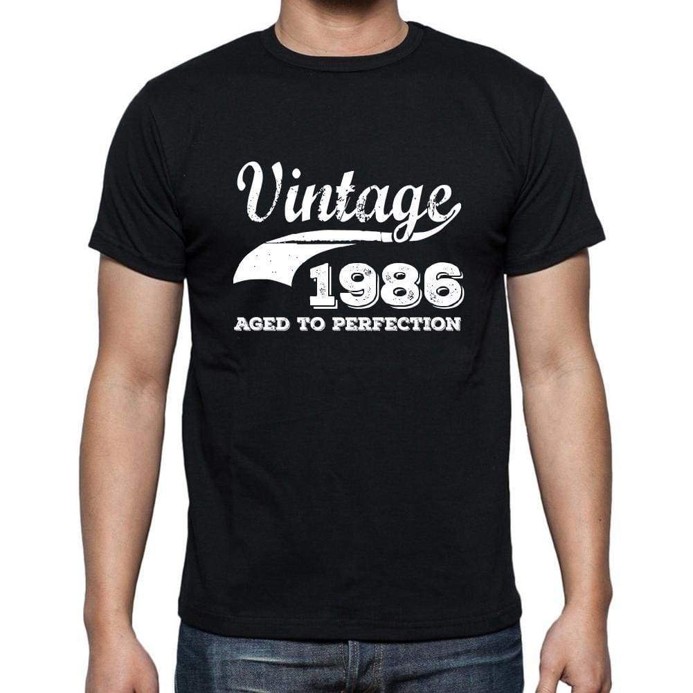 Vintage 1986 Aged To Perfection Black Mens Short Sleeve Round Neck T-Shirt 00100 - Black / S - Casual
