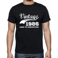 Vintage 1986 aged to perfection, Black Men's Short Sleeve Round Neck T-shirt 00100