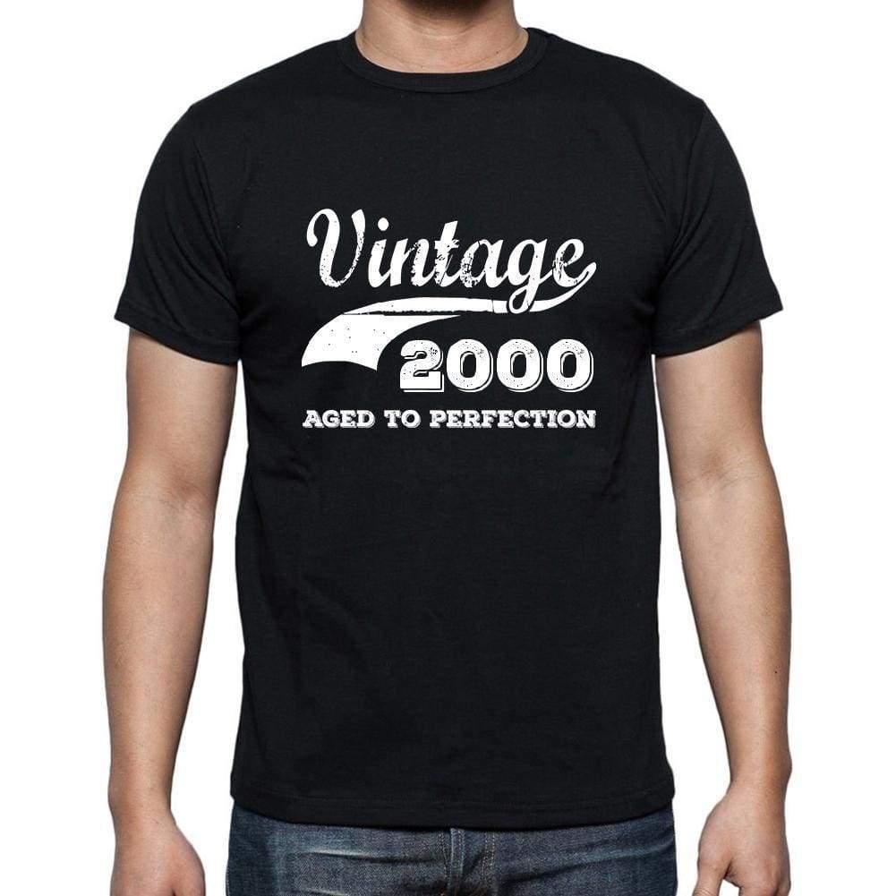 Vintage 2000 Aged To Perfection Black Mens Short Sleeve Round Neck T-Shirt 00100 - Black / S - Casual
