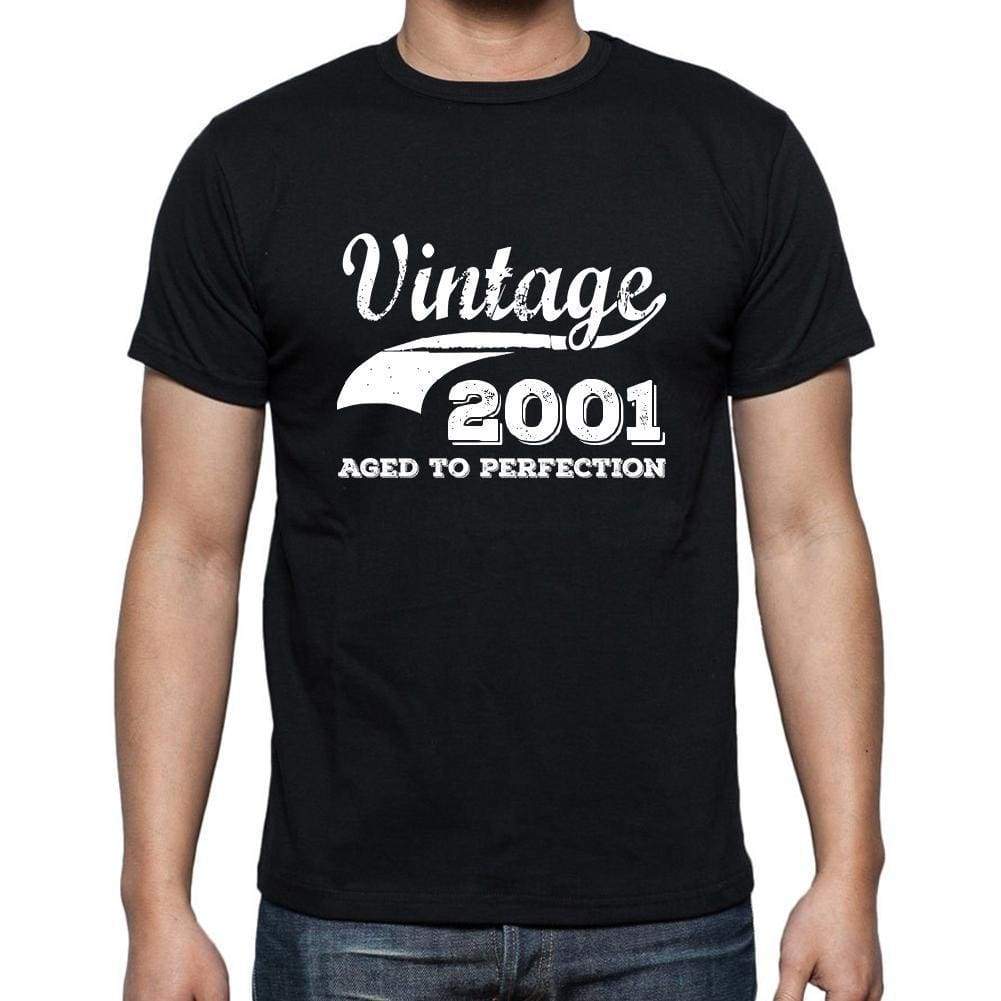 Vintage 2001 Aged To Perfection Black Mens Short Sleeve Round Neck T-Shirt 00100 - Black / S - Casual