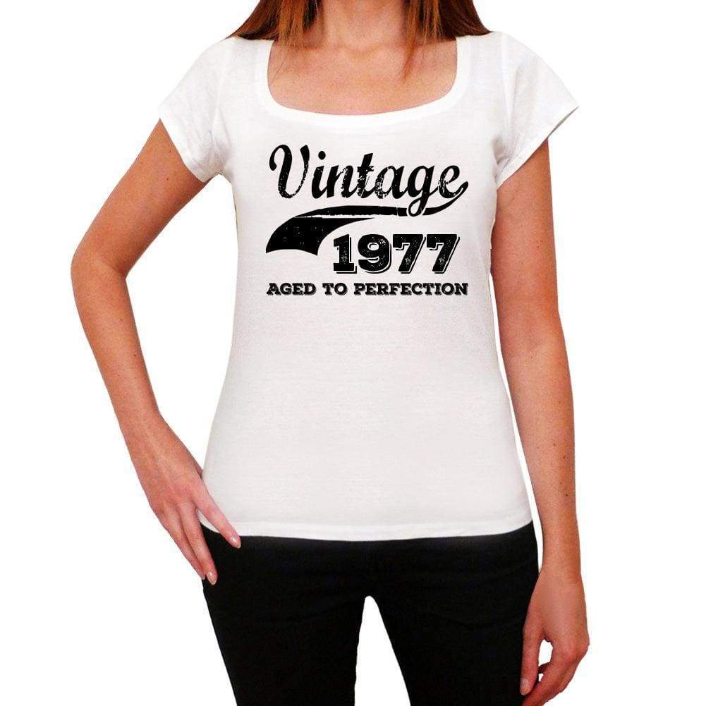 Vintage Aged To Perfection 1977 White Womens Short Sleeve Round Neck T-Shirt Gift T-Shirt 00344 - White / Xs - Casual
