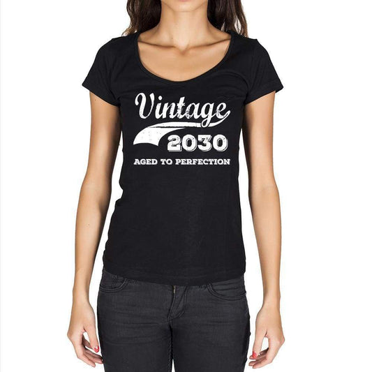 Vintage Aged To Perfection 2030 Black Womens Short Sleeve Round Neck T-Shirt Gift T-Shirt 00345 - Black / Xs - Casual