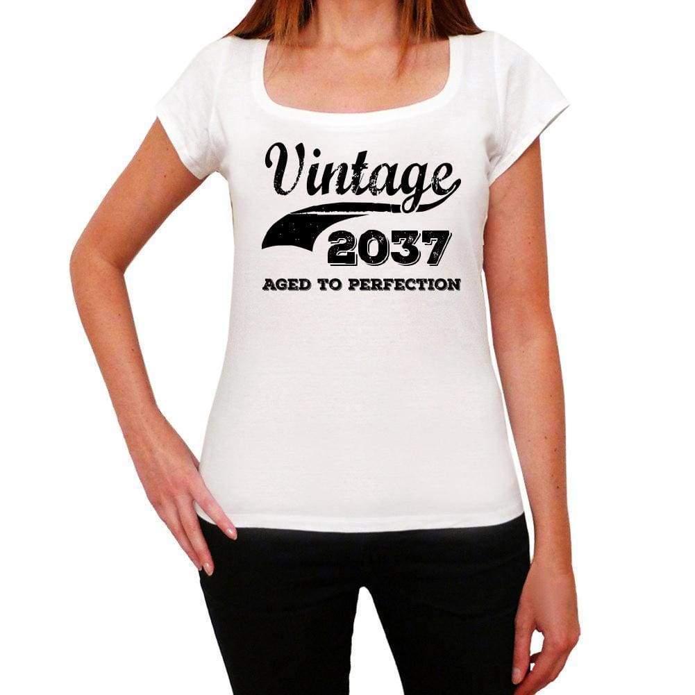 Vintage Aged To Perfection 2037 White Womens Short Sleeve Round Neck T-Shirt Gift T-Shirt 00344 - White / Xs - Casual