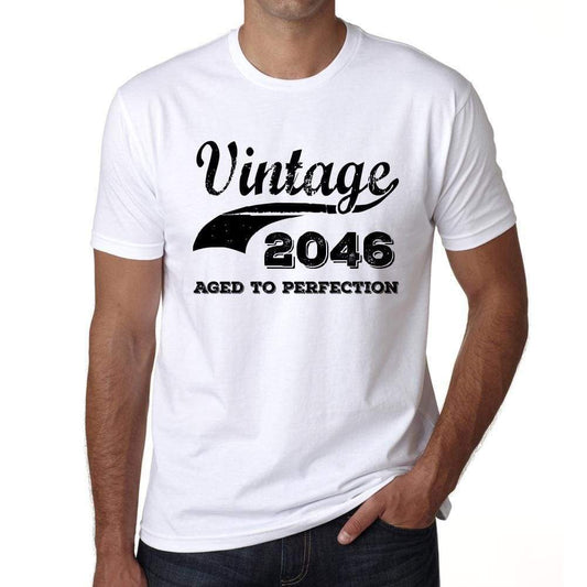 Vintage Aged To Perfection 2046 White Mens Short Sleeve Round Neck T-Shirt Gift T-Shirt 00342 - White / S - Casual