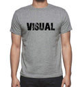VISUAL, Grey, Men's Short Sleeve Round Neck T-shirt 00018