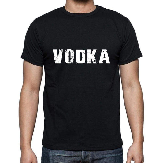 vodka Men's Short Sleeve Round Neck T-shirt , 5 letters Black , word 00006 - Ultrabasic