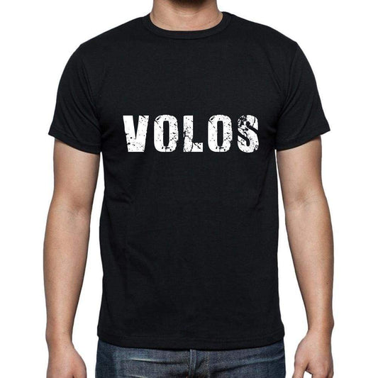 Volos Mens Short Sleeve Round Neck T-Shirt 5 Letters Black Word 00006 - Casual