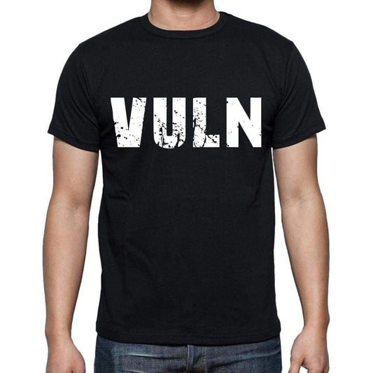 Vuln Mens Short Sleeve Round Neck T-Shirt 4 Letters Black - Casual
