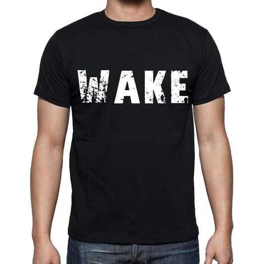 Wake White Letters Mens Short Sleeve Round Neck T-Shirt 00007