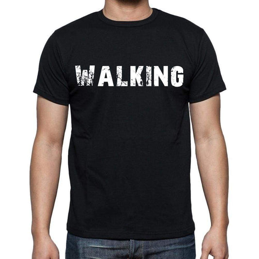 Walking White Letters Mens Short Sleeve Round Neck T-Shirt 00007