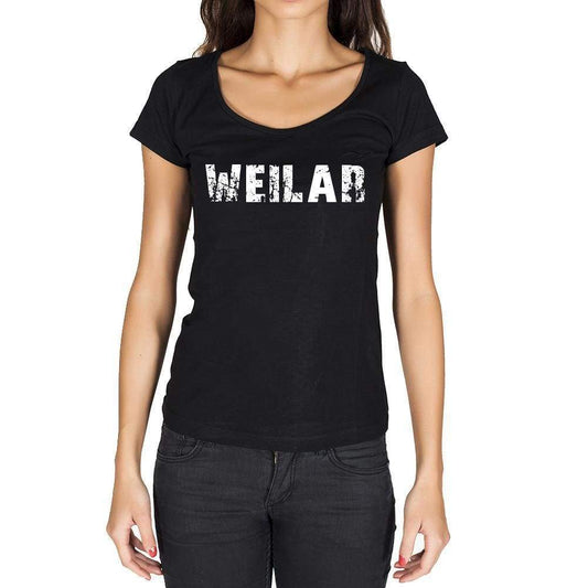 Weilar German Cities Black Womens Short Sleeve Round Neck T-Shirt 00002 - Casual