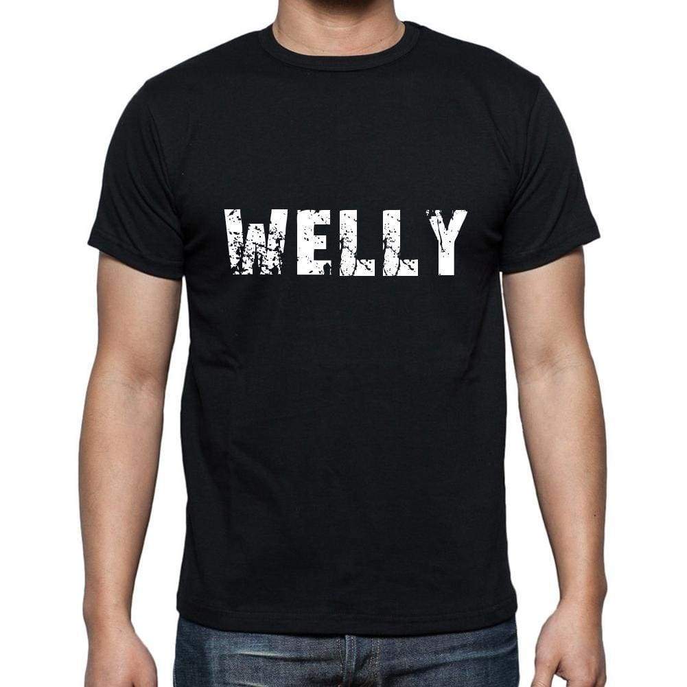 Welly Mens Short Sleeve Round Neck T-Shirt 5 Letters Black Word 00006 - Casual