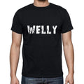 welly Men's Short Sleeve Round Neck T-shirt , 5 letters Black , word 00006