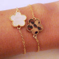 White panther flowers gold chain bracelets