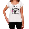 White, World Goes Arround, Women's Short Sleeve Round White T-shirt 00083