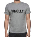 WHOLLY, Grey, Men's Short Sleeve Round Neck T-shirt 00018