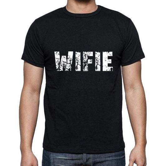 Wifie Mens Short Sleeve Round Neck T-Shirt 5 Letters Black Word 00006 - Casual