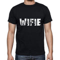 wifie Men's Short Sleeve Round Neck T-shirt , 5 letters Black , word 00006
